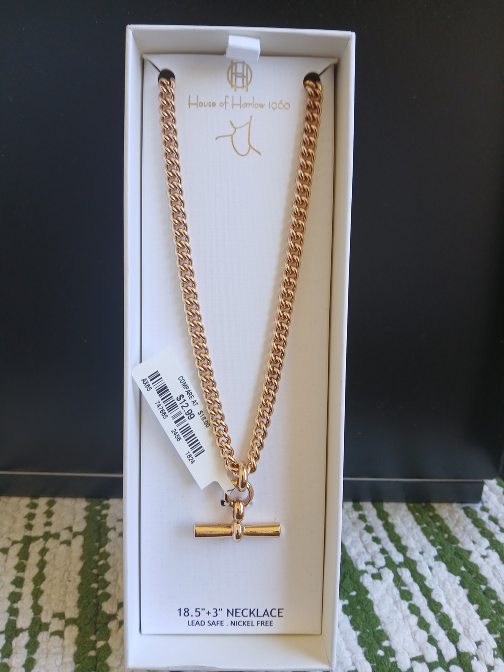 House of Harlow 1960 Gold Chain Necklace with Bar Toggle